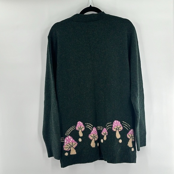 Harden Cashmere Cardigan with Mushrooms Green Small - Picture 2 of 5